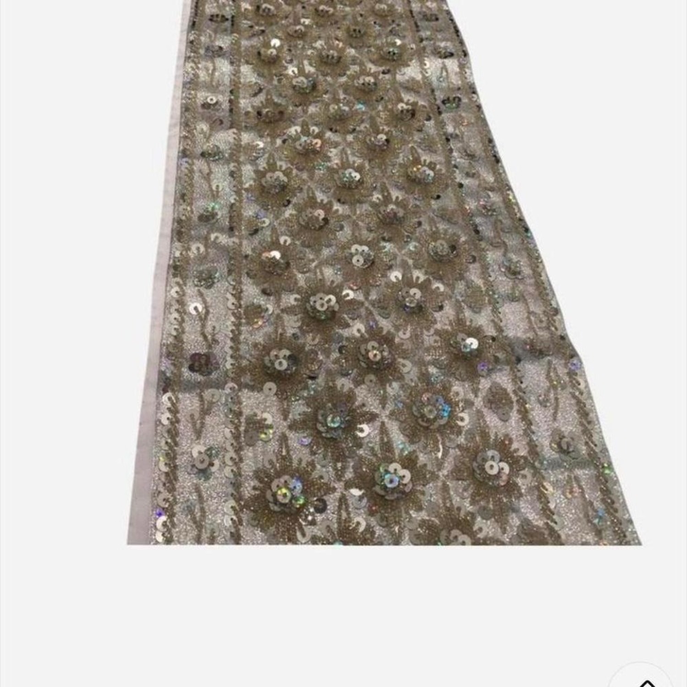 Unbranded Beaded Sequin Wrap Scarf Womens OS Gold Silver Excellent Floral Fringe